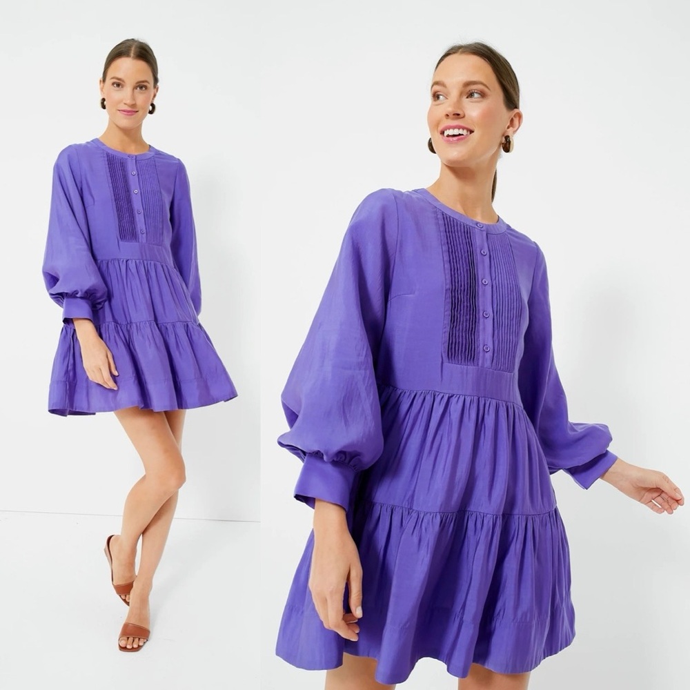 Hyacinth House Long Sleeve Tiered Mini Dress - Purple
